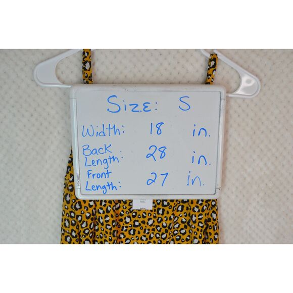 Willow Root Women's Small Yellow Leopard Print Spaghetti Strap Dress - Picture 8 of 16